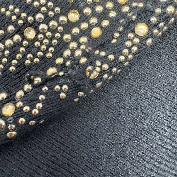 Luna Black Women's Sweater‎ Size L Gold Beads Long Sleeve Soft Pullover *READ - Picture 8 of 8